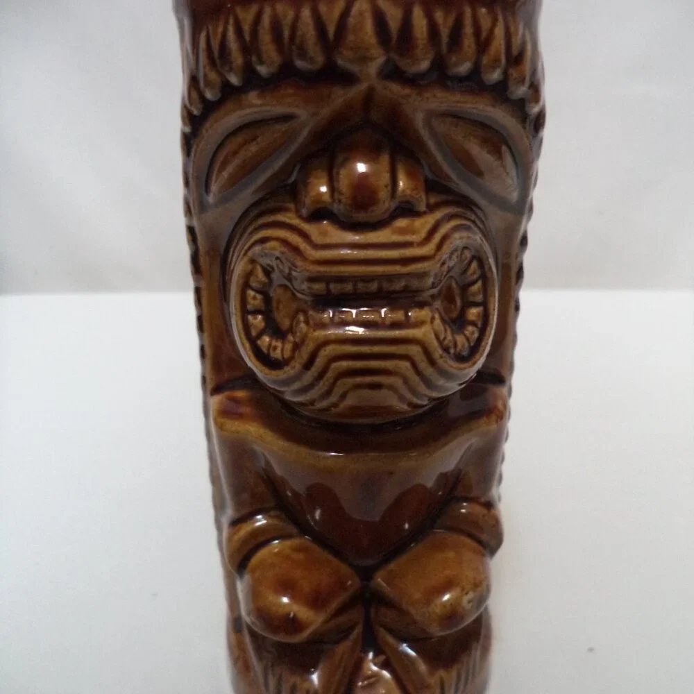 Vintage Hawaii Leilani Tiki Mug Cup Orchids Japan ceramic brown Full Body 6